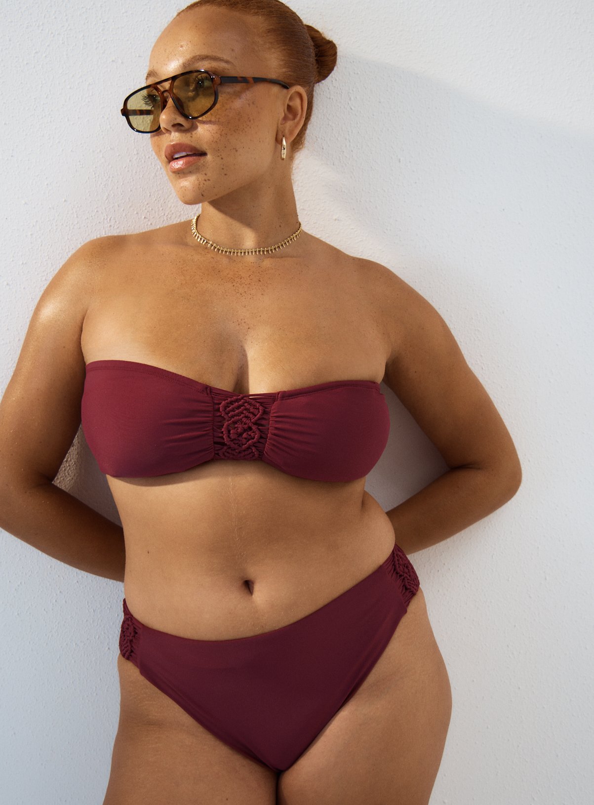 Berry Red Macrame Bandeau Bikini Top 20 - Image 2 thumbnail